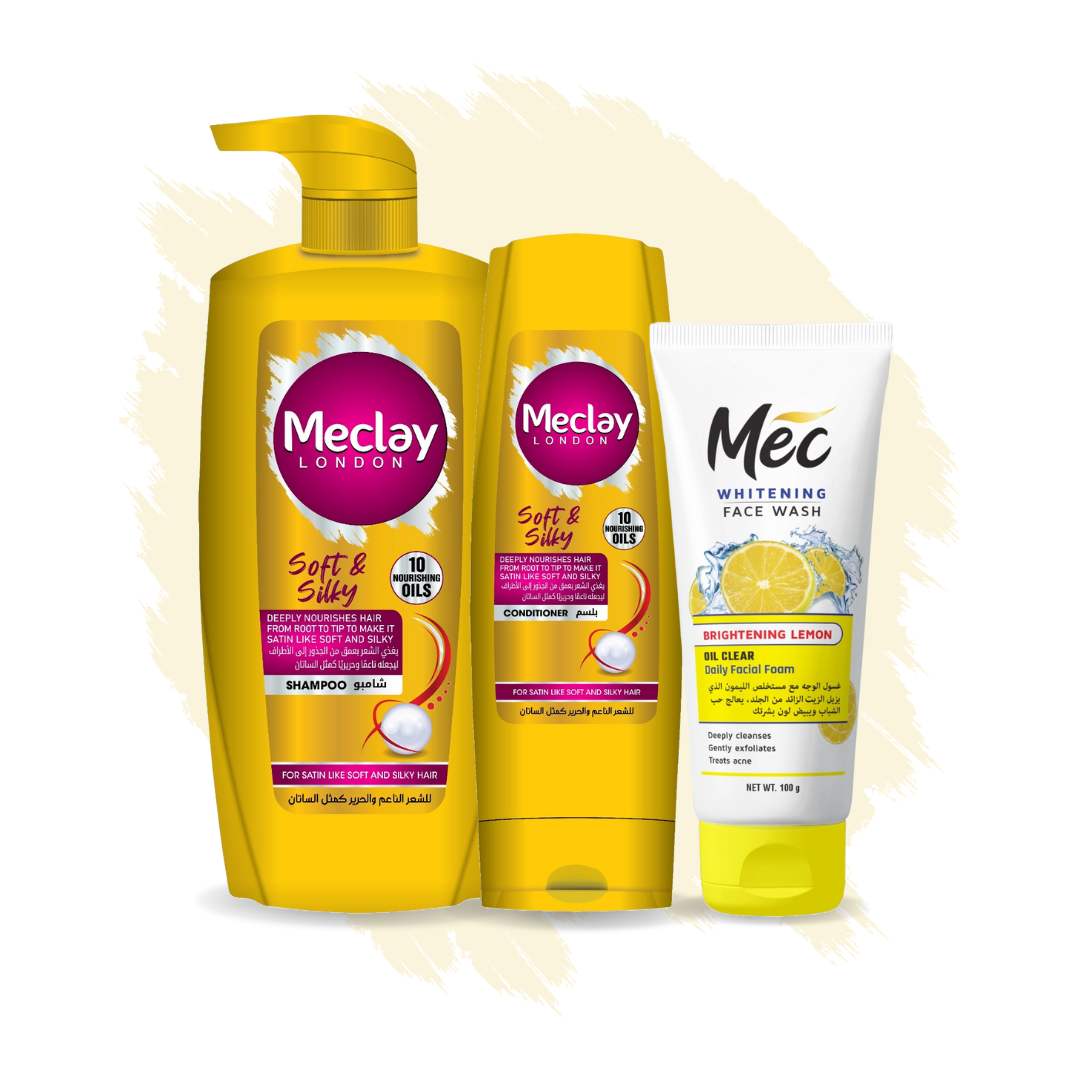 Meclay London
(FREE DELIVERY) Meclay London Soft & Silky Shampoo 660ml With Conditioner 180ml + Mec Brightening Lemon Face Wash