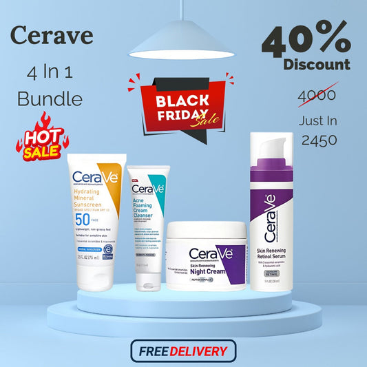 CeraVe

CERAVE 4-in-1 Skincare Kit | Cleanser, Night Cream, Retinol Serum & Sunscreen